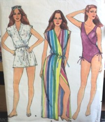 3902 Butterick MOCK WRAP BATHING SUIT, COVERUP LENGTHS PATTERN 10, 12 choice